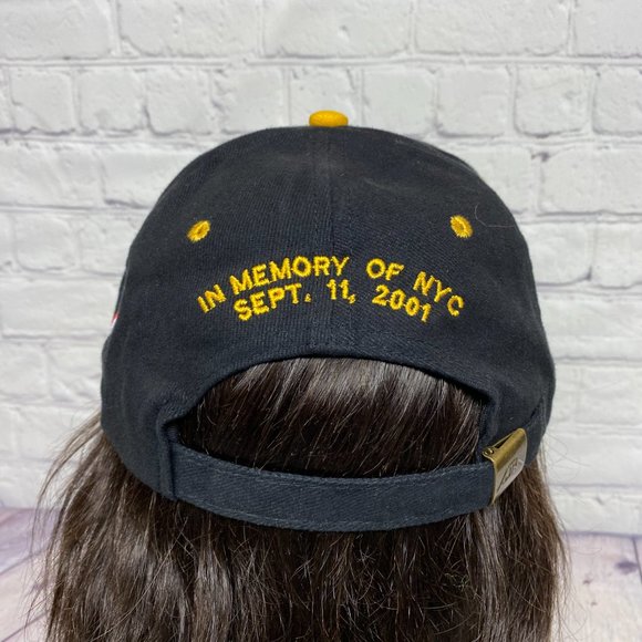 Fire Fighter Hat Cap Strap Back Black Yellow Fire Station 7 In Memory of NYC - Picture 3 of 8